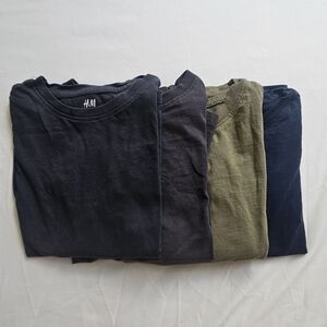 H&M Boy's Short Sleeve T-Shirt Set - Dark Gray, Gray, Olive, Navy Size 6-7